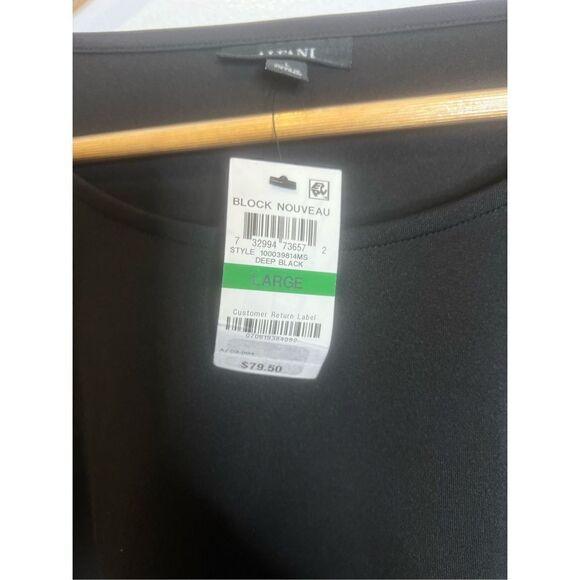 047 Alfani Stretch Black Bubble Sleeves Pullover Top Sz M - Picture 4 of 7